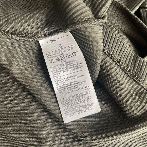 Old Navy Large Fit & Flare Dress Rib Mini Short Sleeve Dark Green Stretch - Picture 3 of 8